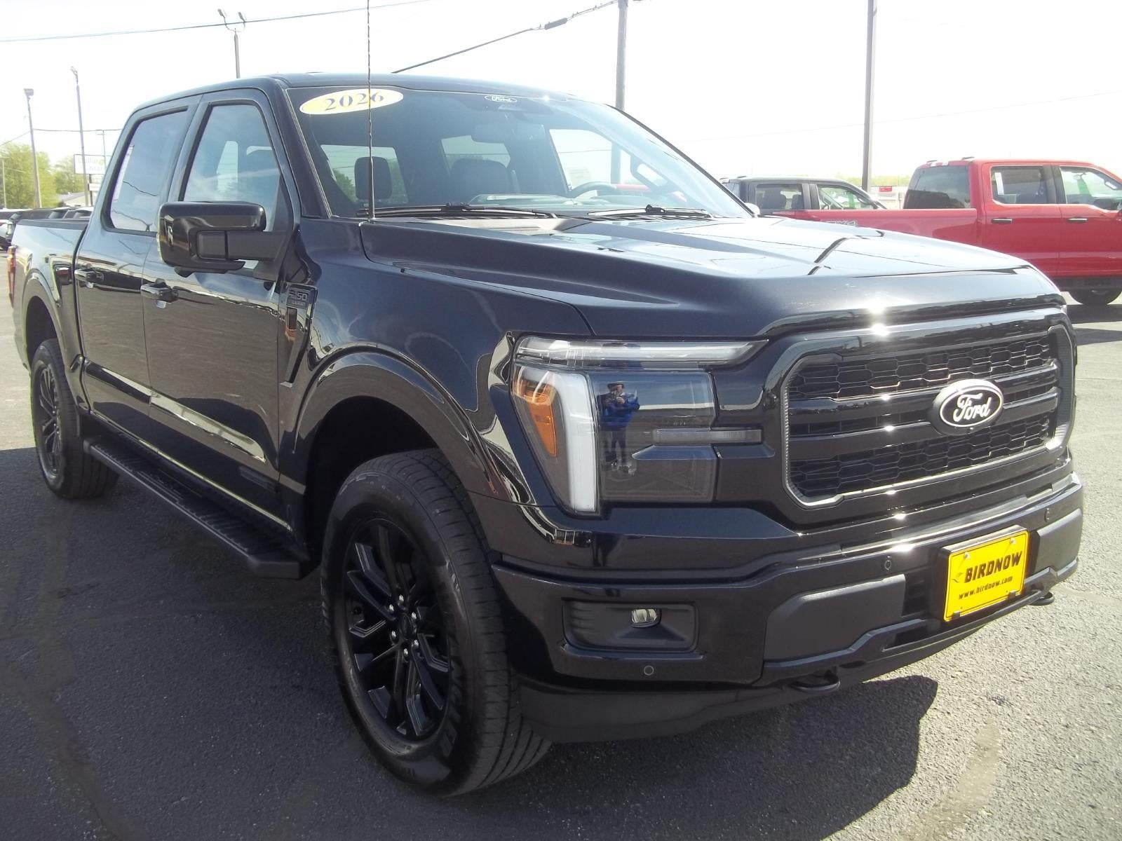 2026 Ford F-150 LARIAT in Agate Black Metallic — front three-quarter view