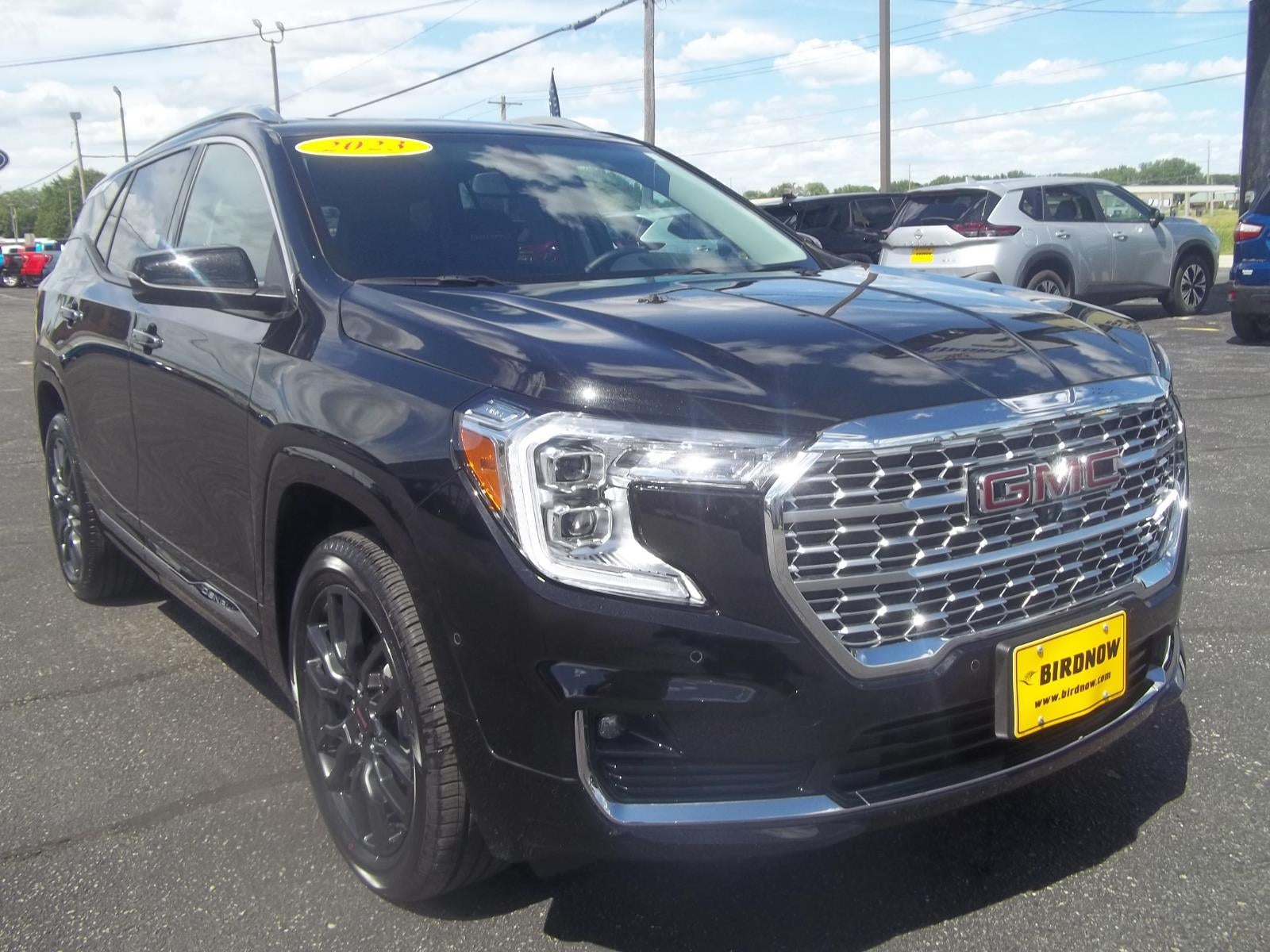 2023 GMC Terrain Denali in Ebony Twilight Metallic — front three-quarter view