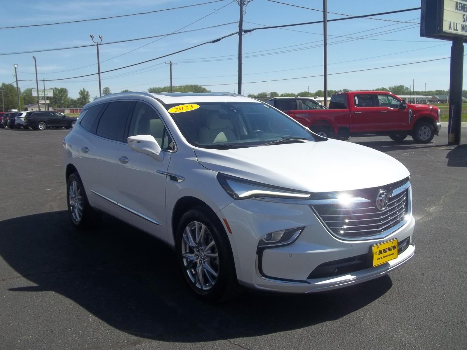 2023 Buick Enclave Premium in White Frost Tricoat — front three-quarter view