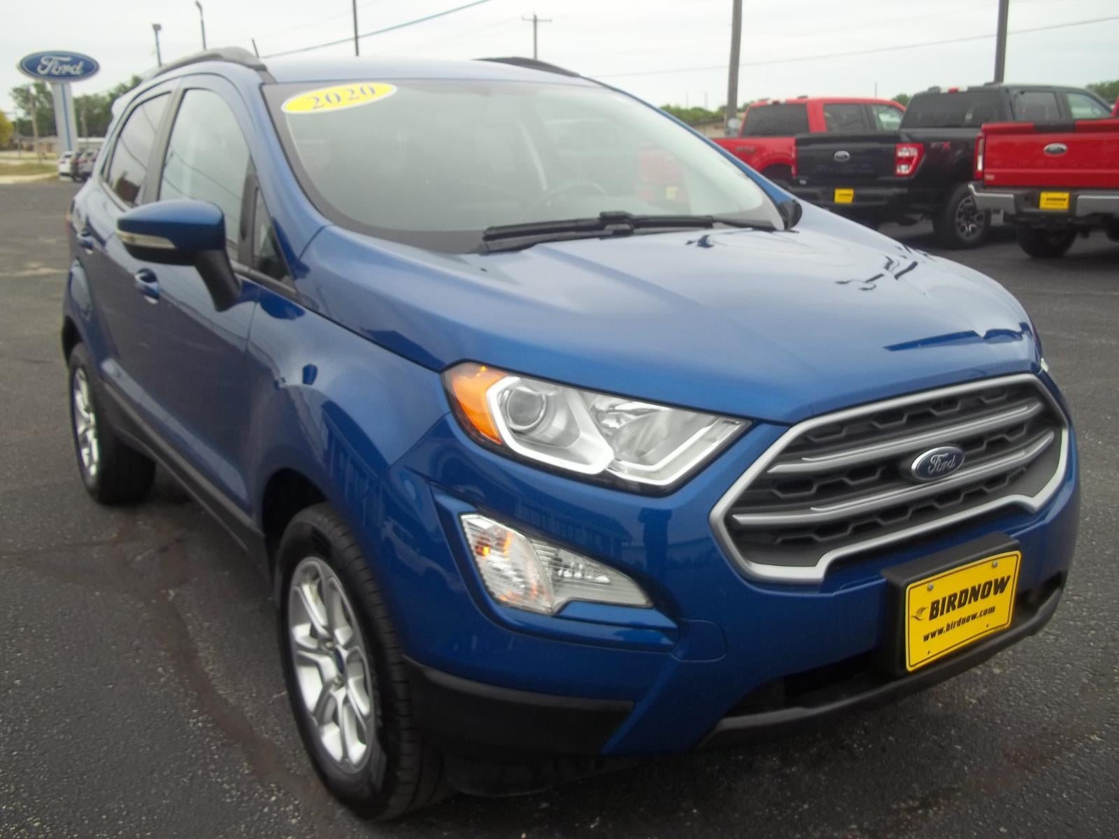 2020 Ford EcoSport SE in Lightning Blue Metallic — front three-quarter view